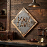 19" X 18" Gray And Natural Man Cave Metal And Wood Wall Decor