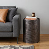 21" Copper Copper Iron Round Drum End Table