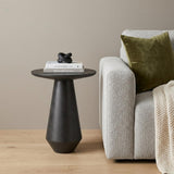 19" Powder Coated Graphite Distressed Aluminum Round Pedestal End Table