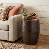 20" Bronze Bronze Iron Round Drum End Table