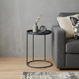 23" Matte Black Iron Round End Table