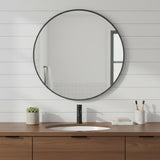 24" Black Metal Round Framed Bathroom Vanity Mirror