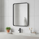30" Black Metal Floating Framed Bathroom Vanity Mirror