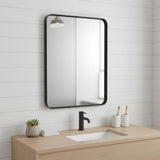 39" Black Metal Floating Framed Bathroom Vanity Mirror