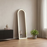 60" Clear Arch Lighted Freestanding and Wall Mount Frameless Full Length Mirror