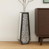 24" Black Crystal Glass Floor Vase With Faux Crystals