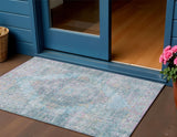 3' X 5' Blue And Pink Medallion Washable Indoor Outdoor Area Rug