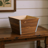 Natural And Silver Metal And Wood 1000 Ounce Square Distressed Planter Box