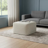 24" Ivory Boucle Pouf Ottoman