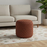 18" Orange Polyester Round Outdoor Pouf Ottoman