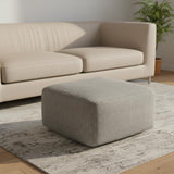 20" Gray and White Cotton Chevron Pouf Ottoman