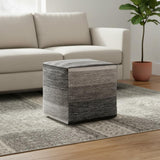 16" Gray Cotton Tone on Tone Cube Pouf Ottoman