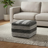 18" Gray Cotton Tone on Tone Pouf Ottoman