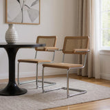 Set of Two Natural And Gray Solid Wood Dining Parsons Chairs