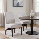 Set of Two Beige And Brown Wood Dining Parsons Chairs