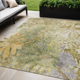 5' X 8' Brown And Ivory Floral Washable Indoor Outdoor Area Rug