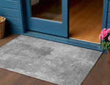 3' X 5' Gray And Silver Abstract Washable Indoor Outdoor Area Rug