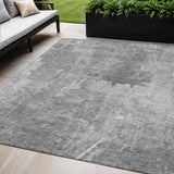 5' X 8' Gray And Silver Abstract Washable Indoor Outdoor Area Rug