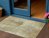 3' X 5' Khaki And Beige Abstract Washable Indoor Outdoor Area Rug