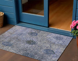 3' X 5' Gray And Lavender Floral Washable Indoor Outdoor Area Rug