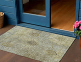 3' X 5' Taupe And Wheat Floral Washable Indoor Outdoor Area Rug