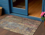 3' X 5' Brown And Blush Abstract Washable Indoor Outdoor Area Rug