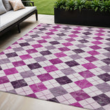 5' X 8' Blush And Ivory Geometric Washable Indoor Outdoor Area Rug