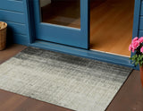 3' X 5' Beige And Gray Striped Washable Indoor Outdoor Area Rug
