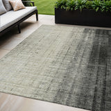 5' X 8' Beige And Gray Striped Washable Indoor Outdoor Area Rug