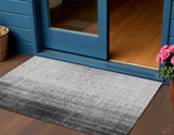 3' X 5' Gray And Ivory Striped Washable Indoor Outdoor Area Rug