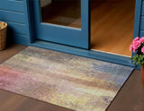 3' X 5' Blush And Gold Abstract Washable Indoor Outdoor Area Rug