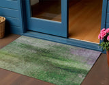 3' X 5' Green And Purple Abstract Washable Indoor Outdoor Area Rug