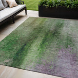 5' X 8' Green And Purple Abstract Washable Indoor Outdoor Area Rug