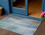 3' X 5' Pale Aqua And Lavender Abstract Washable Indoor Outdoor Area Rug