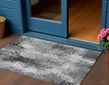3' X 5' Gray And Silver Abstract Washable Indoor Outdoor Area Rug