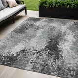 5' X 8' Gray And Silver Abstract Washable Indoor Outdoor Area Rug