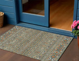 3' X 5' Sage Gold And Copper Tribal Washable Indoor Outdoor Area Rug