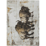 5' X 8' Beige Ivory And Charcoal Animal Print Washable Indoor Outdoor Area Rug