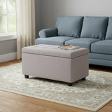 34" Cloud And Dark Brown Tufted Ottoman With Storage