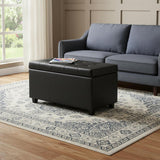 34" Black And Dark Brown Tufted Ottoman With Storage