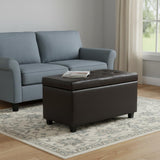 34" Brown And Dark Brown Tufted Ottoman With Storage
