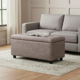 34" Taupe And Dark Brown Tufted Ottoman With Storage