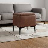 18" Brown And Black Ottoman With Storage