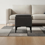 18" Slate Gray And Black Ottoman With Storage