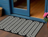 3' X 5' Black And Ivory Geometric Washable Indoor Outdoor Area Rug