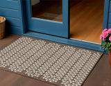 3' X 5' Brown And Ivory Geometric Washable Indoor Outdoor Area Rug