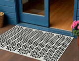 3' X 5' Ivory And Black Geometric Washable Indoor Outdoor Area Rug