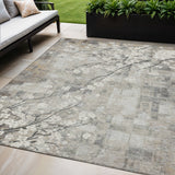 5' X 8' Beige Ivory And Gray Floral Washable Indoor Outdoor Area Rug