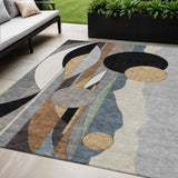 5' X 8' Gray Black And Gold Geometric Washable Indoor Outdoor Area Rug