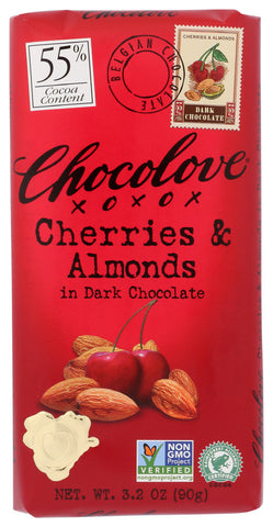 Chocolove Dark Chocolate Bar Cherry & Almond (12x3.2 Oz)